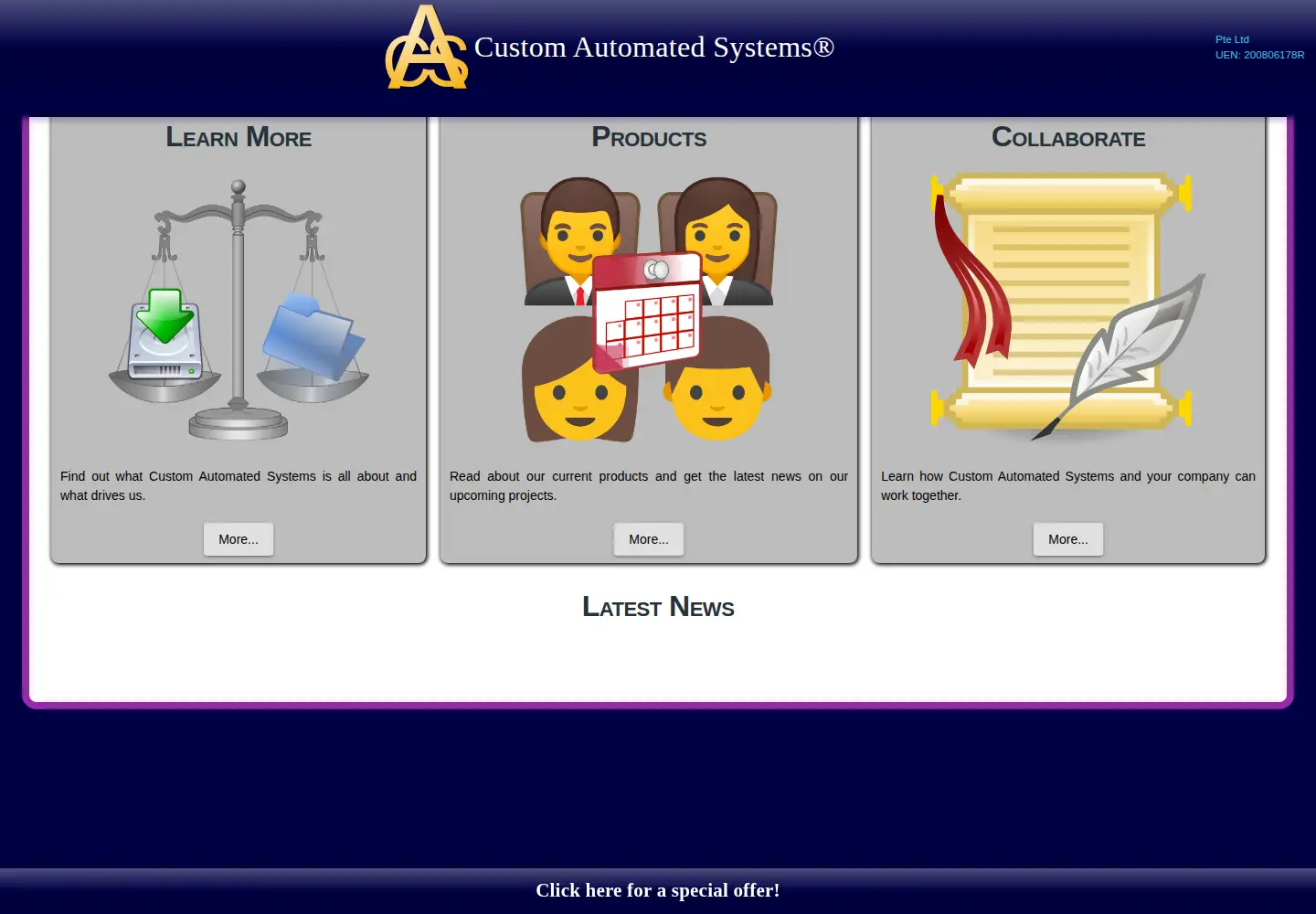 Captured homepage of customautosys.com in the current scan