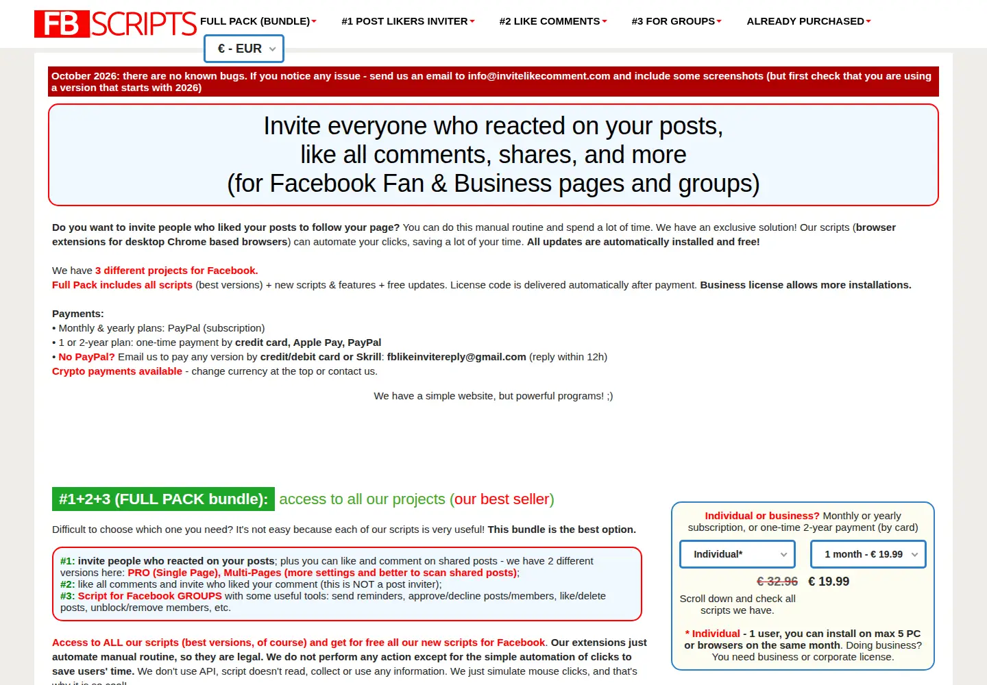 Captured homepage of invitelikecomment.com in the current scan