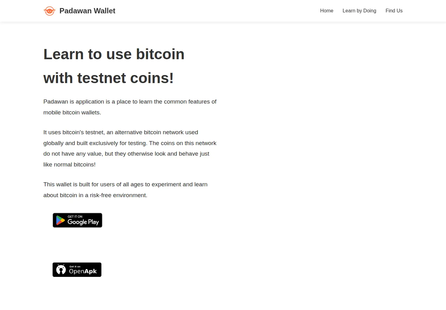 Screenshot of padawanwallet.com