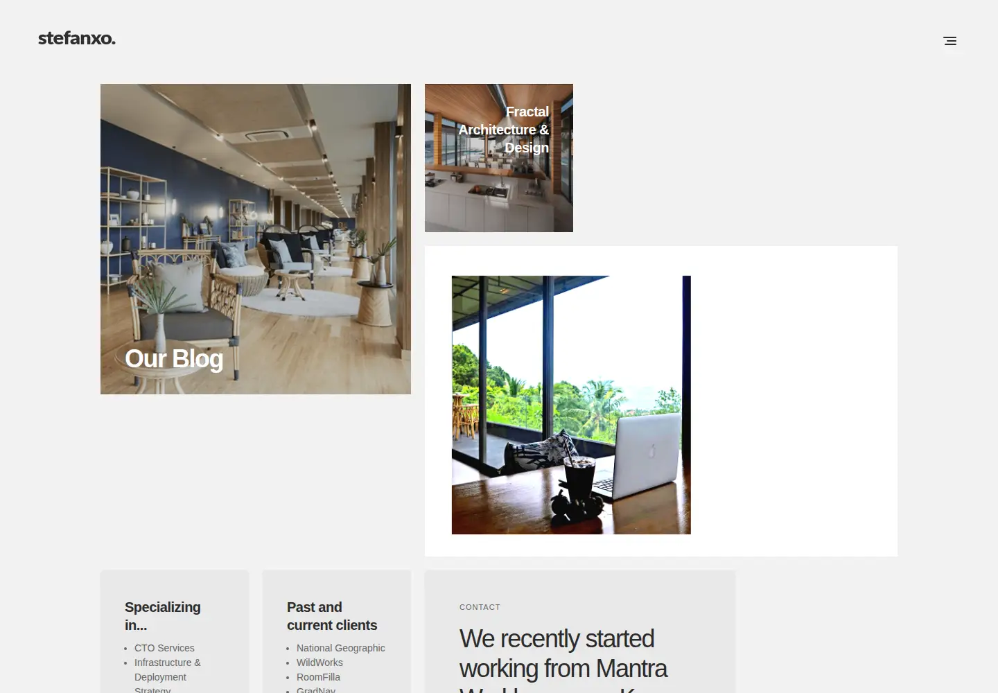 Captured homepage of stefanxo.com in the current scan