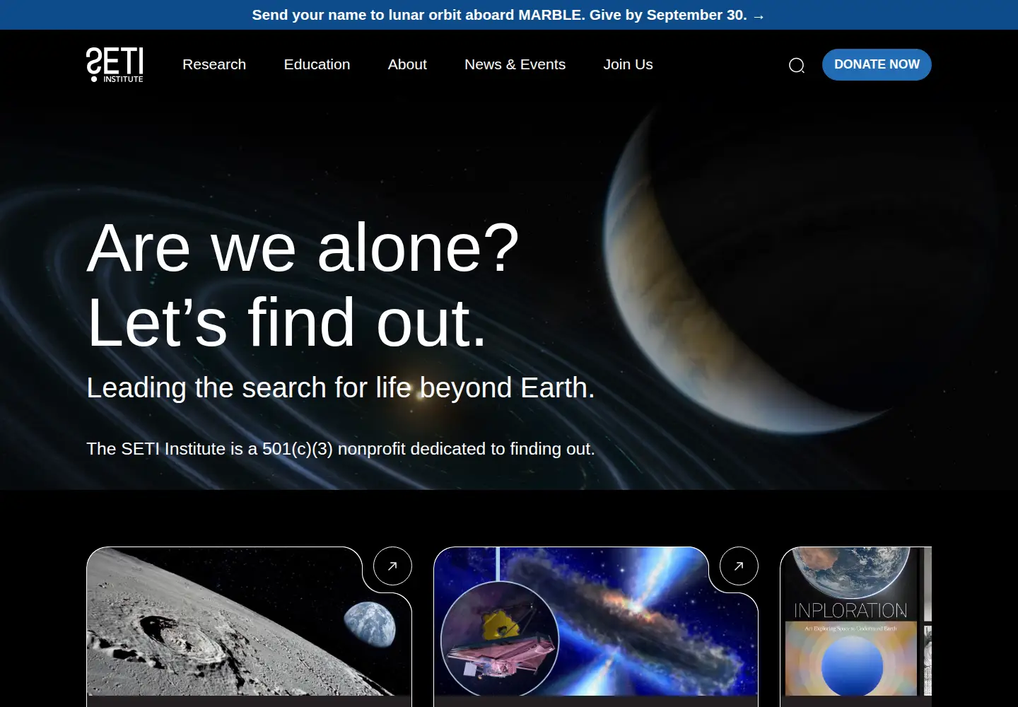Screenshot of seti.org