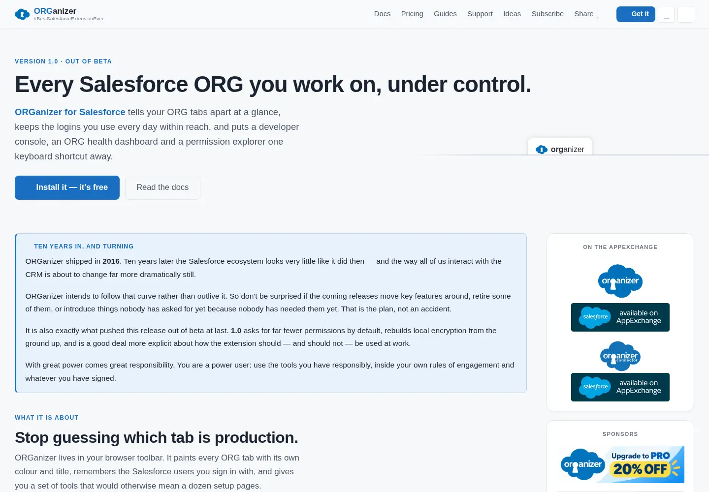 Screenshot of organizer.solutions