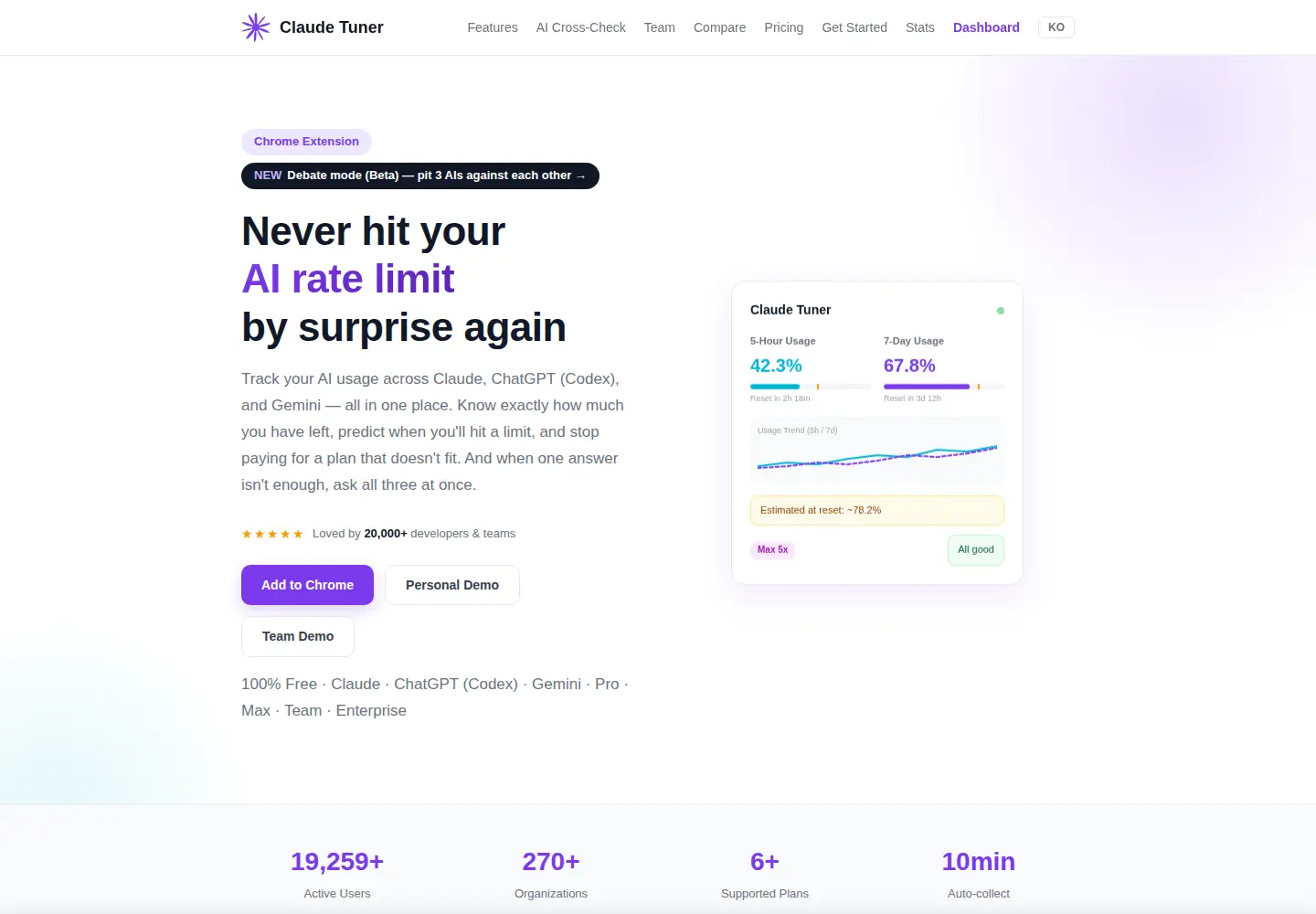 Screenshot of claudetuner.com