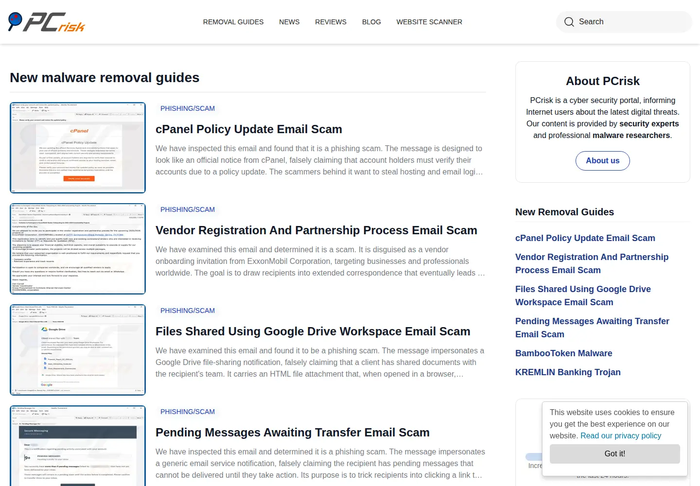 Screenshot of pcrisk.com