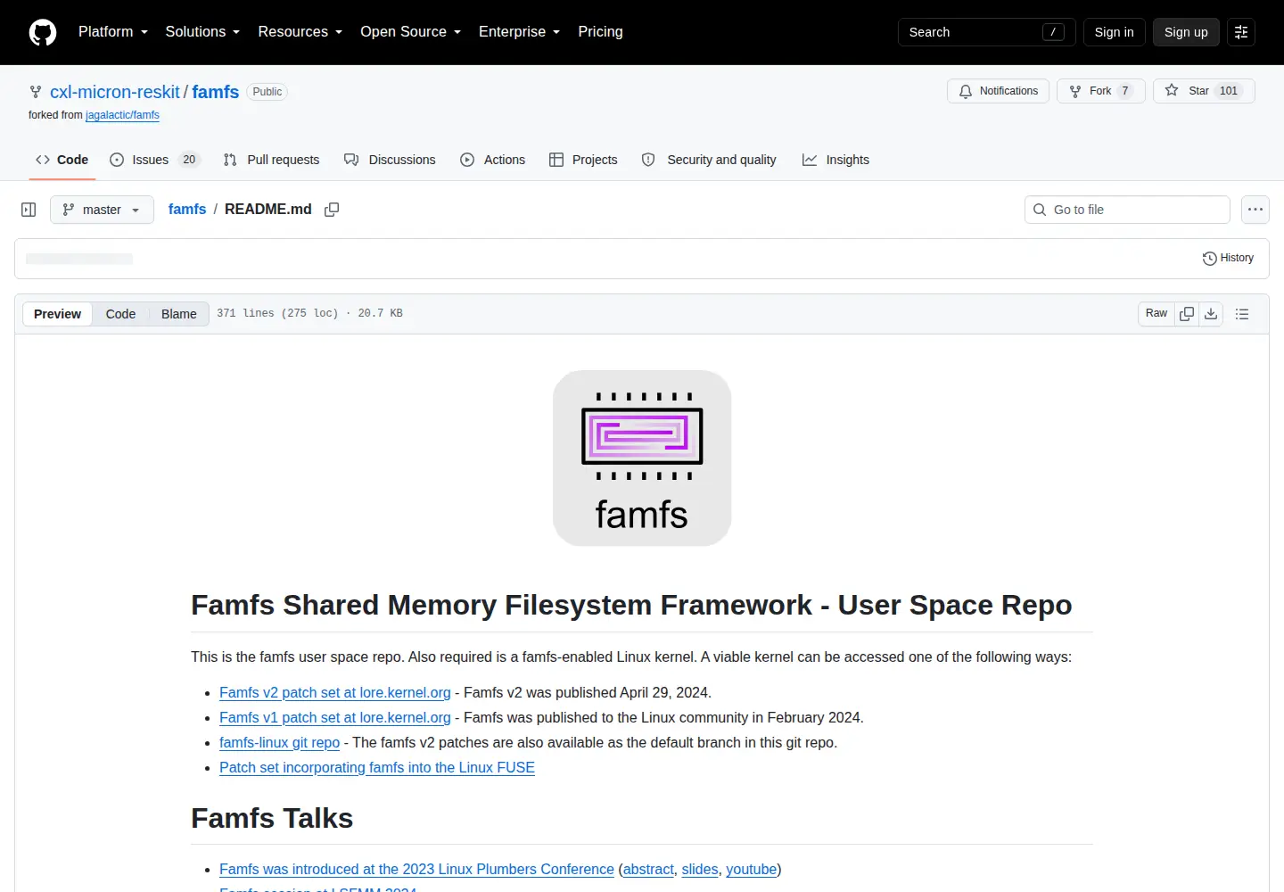 Screenshot of famfs.org