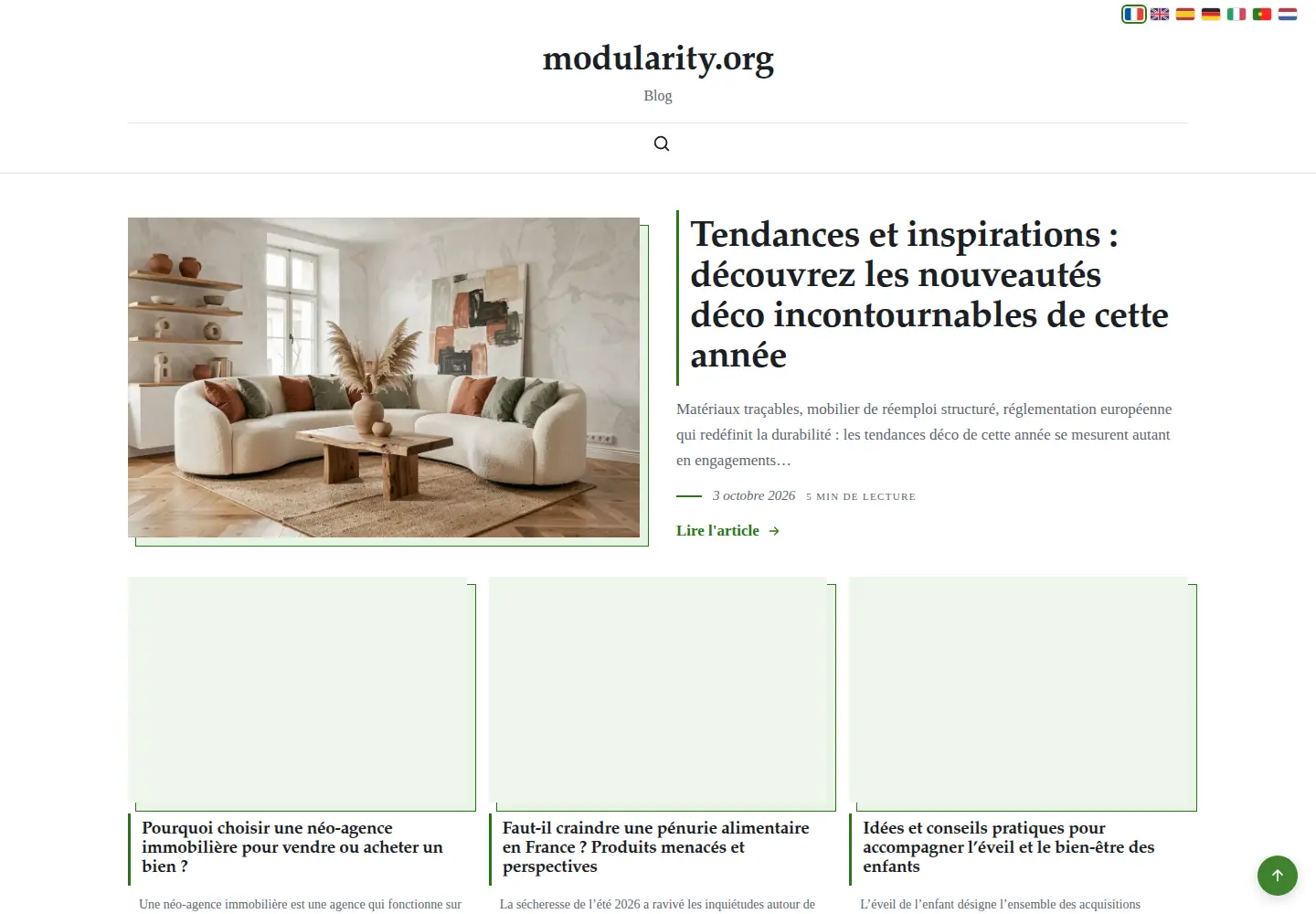 Captured homepage of modularity.org in the current scan