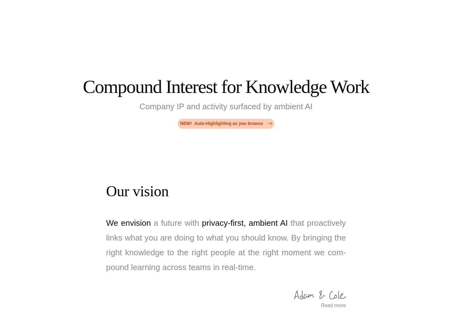Captured homepage of forethink.ai in the current scan