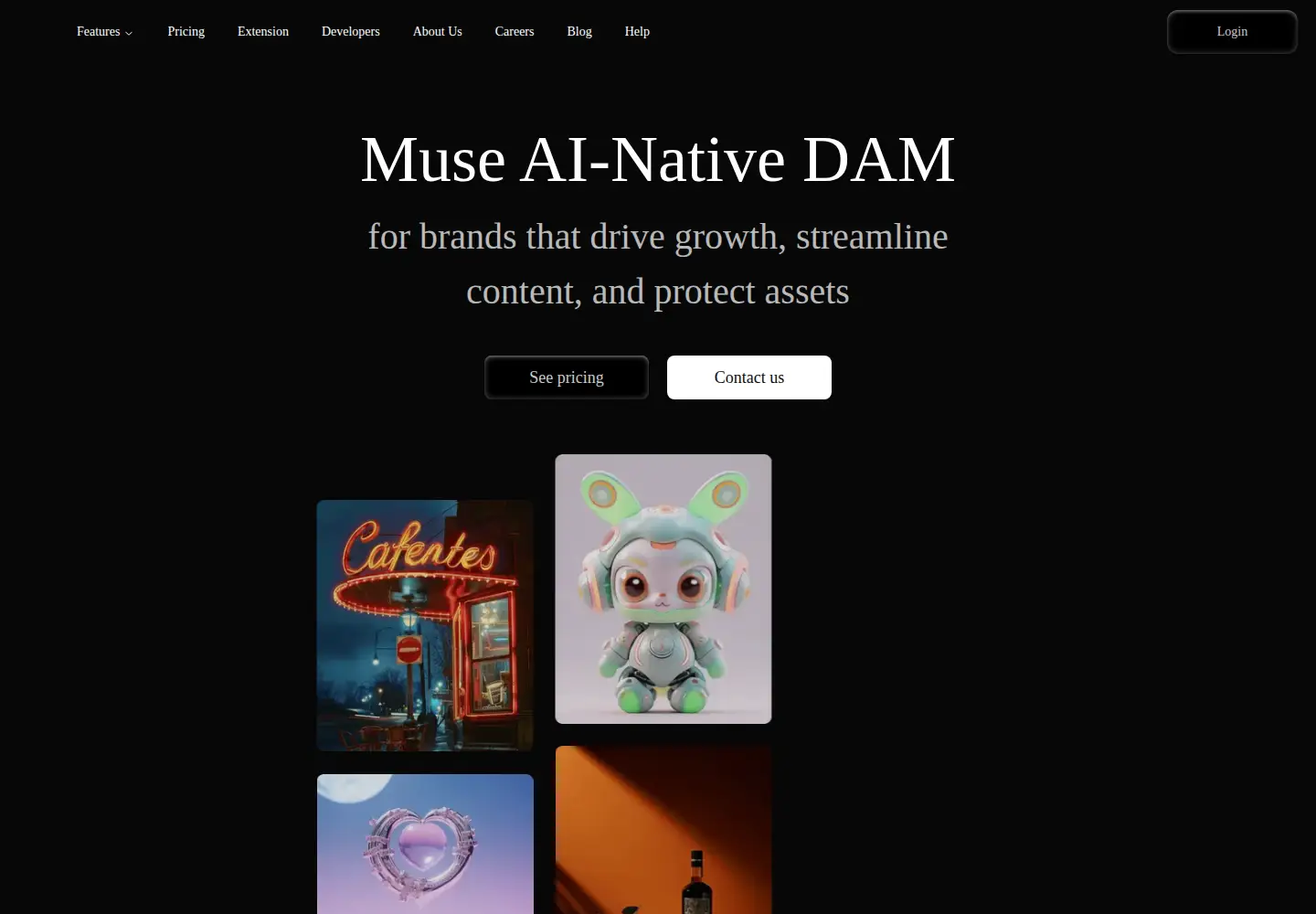 Captured homepage of musedam.ai in the current scan