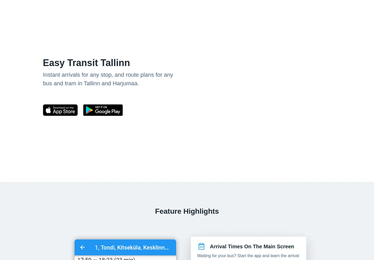 Screenshot of easytransit.app