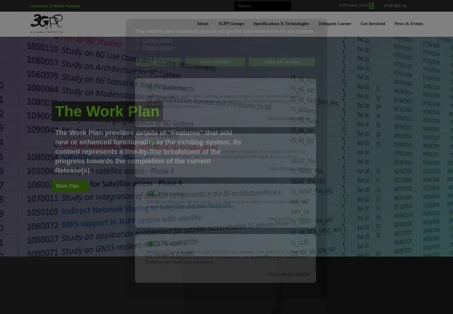 Screenshot of 3gpp.org