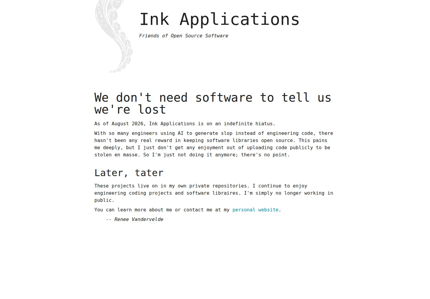 Captured homepage of inkapplications.com in the current scan