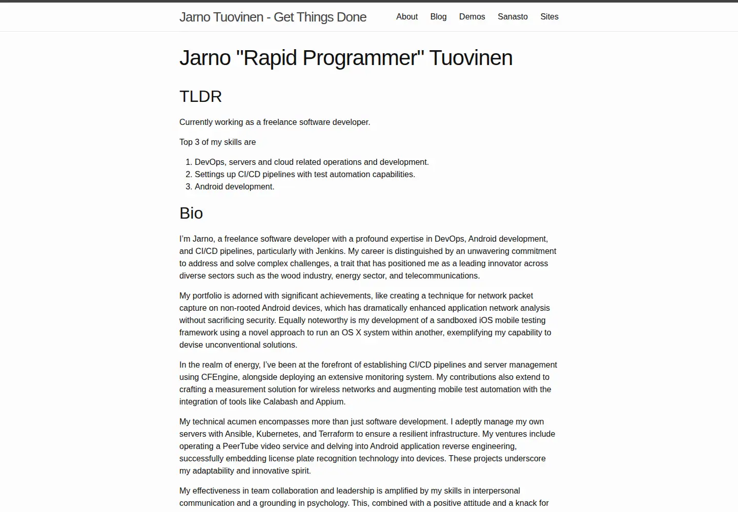 Screenshot of jarnotuovinen.com