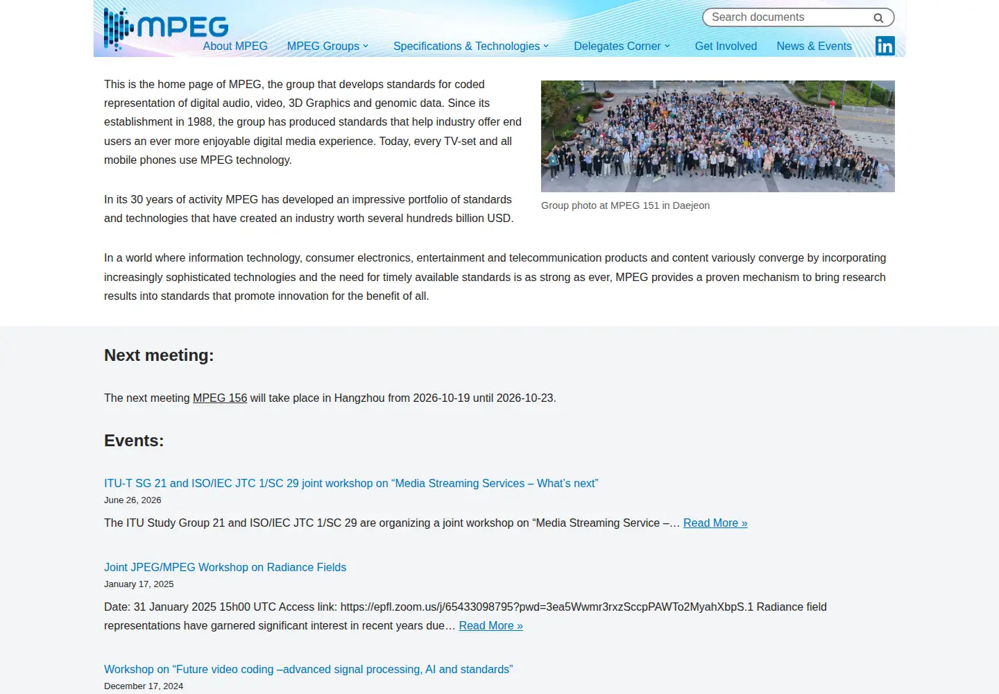 Screenshot of mpeg.org