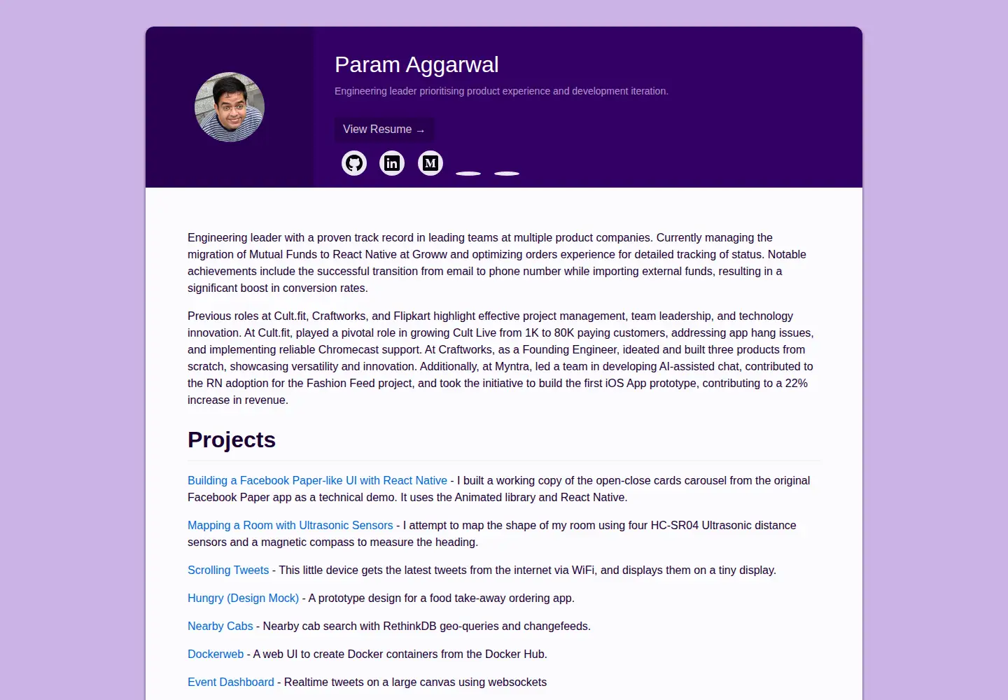 Screenshot of paramaggarwal.com