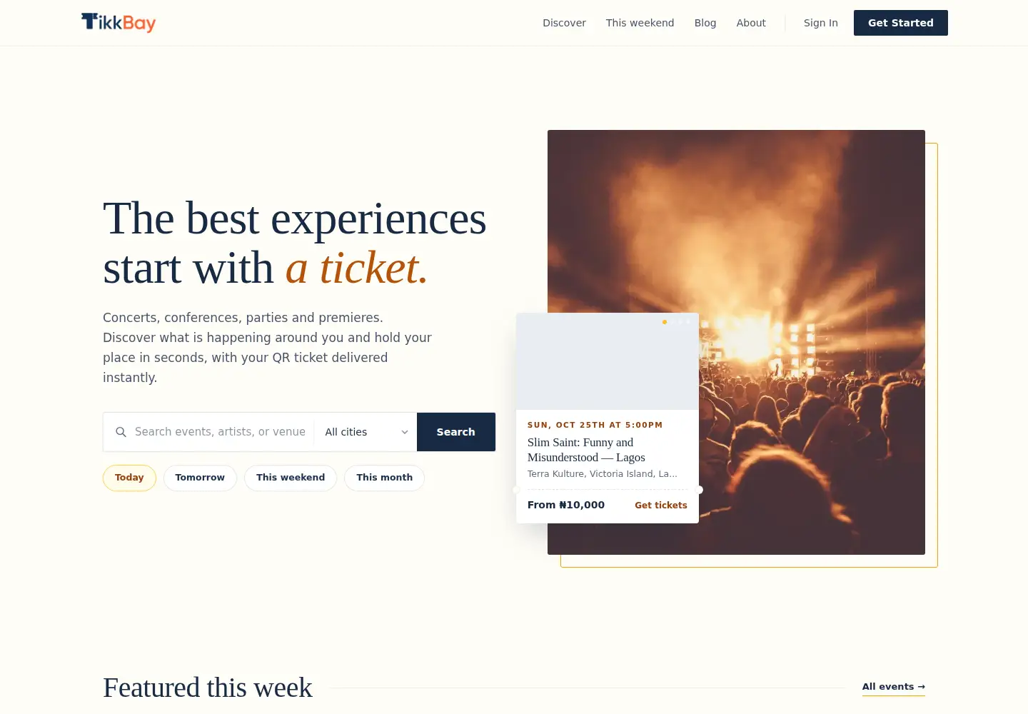 Screenshot of tikkbay.com