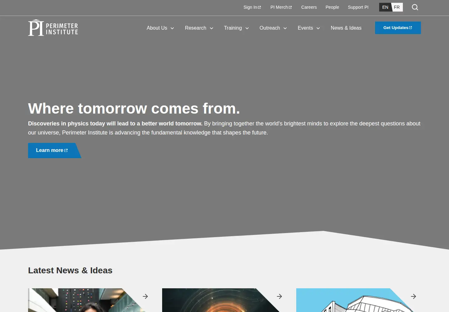 Screenshot of perimeterinstitute.ca