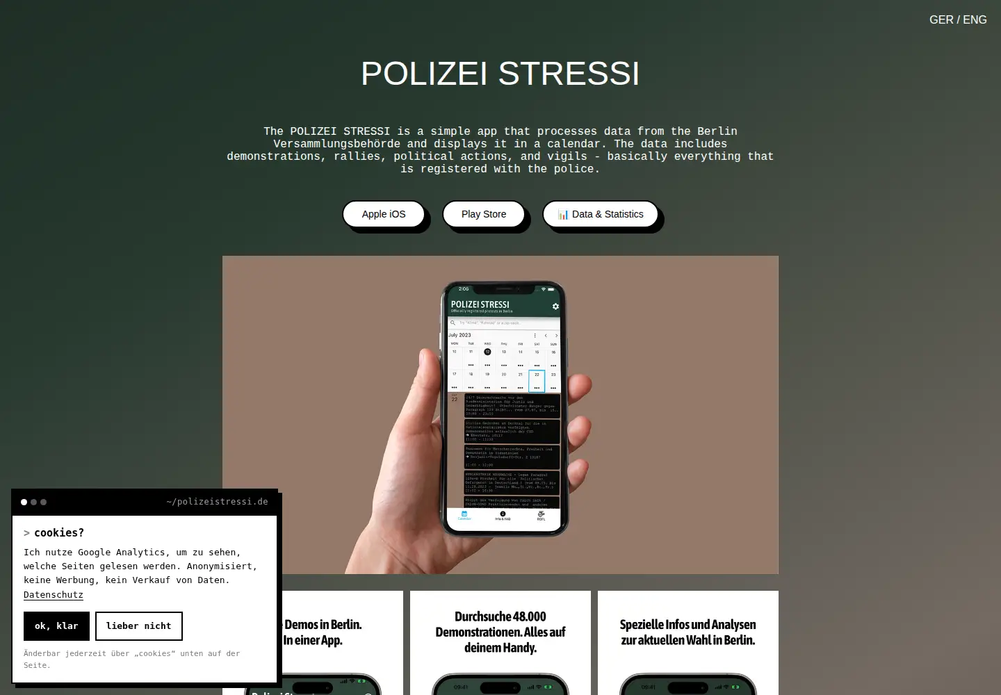 Screenshot of polizeistressi.de