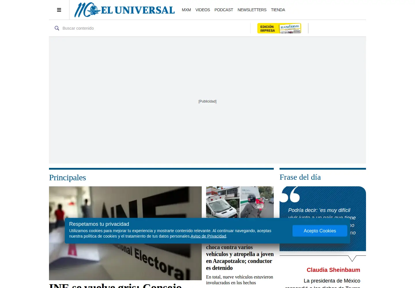 Screenshot of eluniversal.com.mx