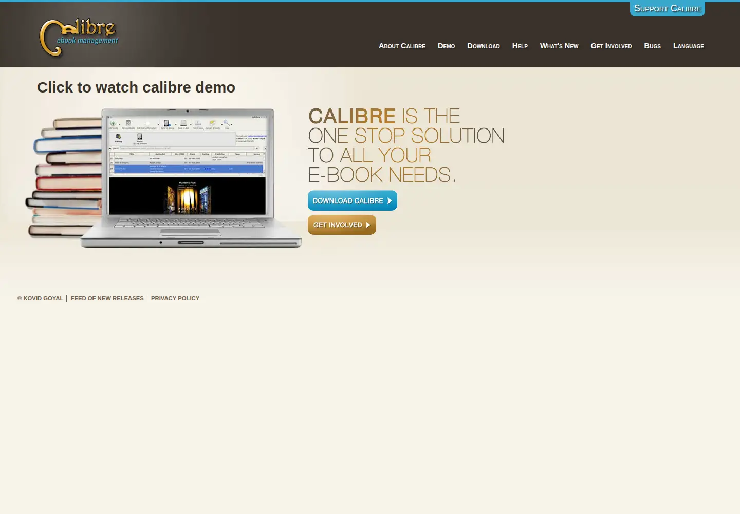 Screenshot of calibre-ebook.com