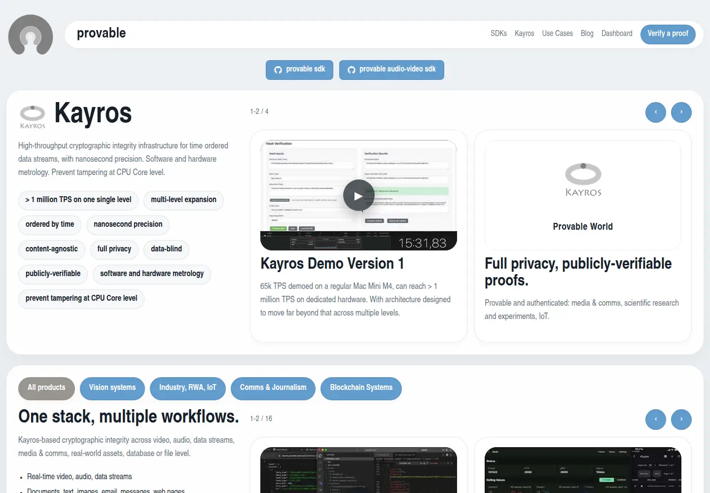 Screenshot of provable.dev
