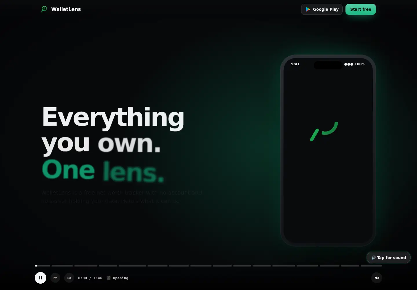 Captured homepage of walletlens.live in the current scan