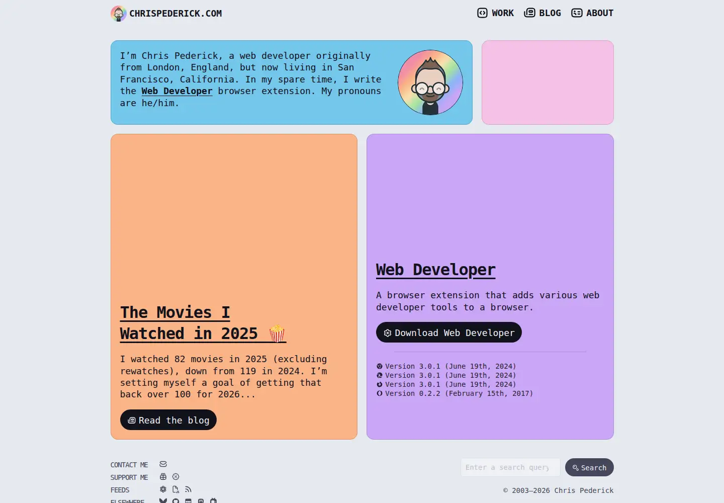 Screenshot of chrispederick.com