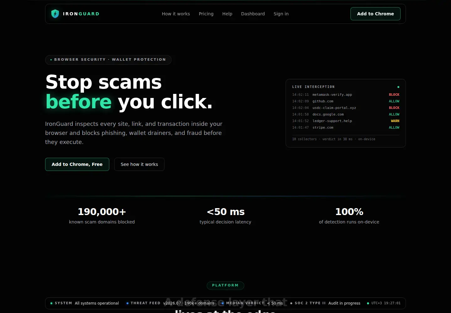Captured homepage of ironguard.ai in the current scan