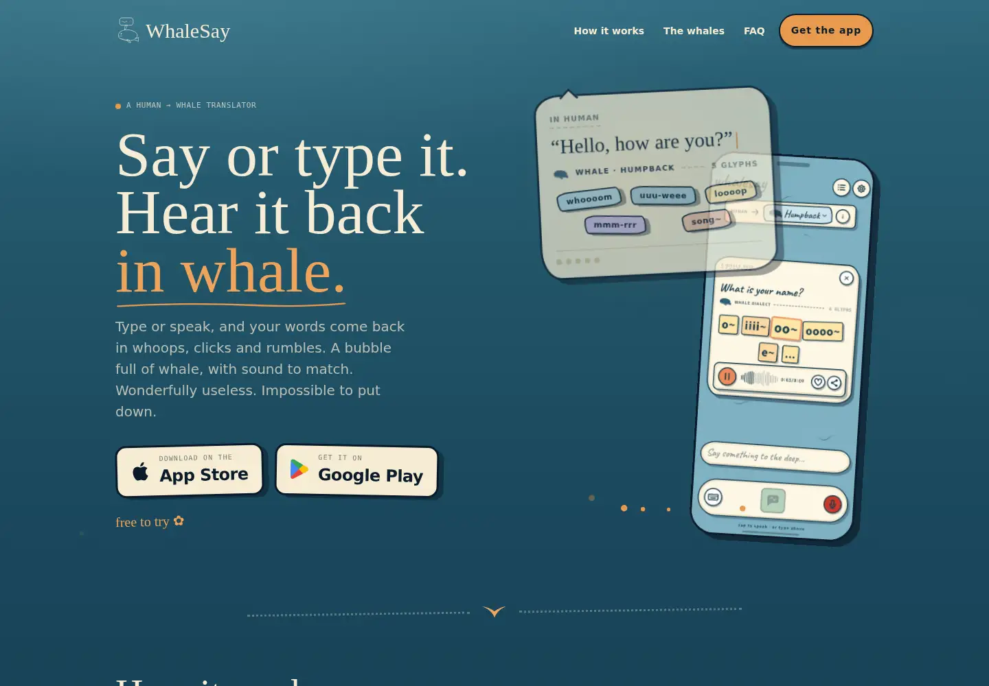 Screenshot of whalesay.app