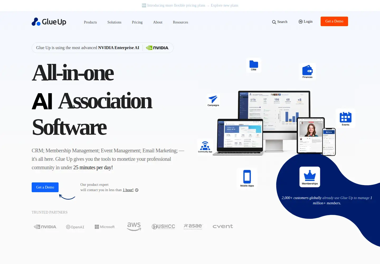 Screenshot of glueup.com