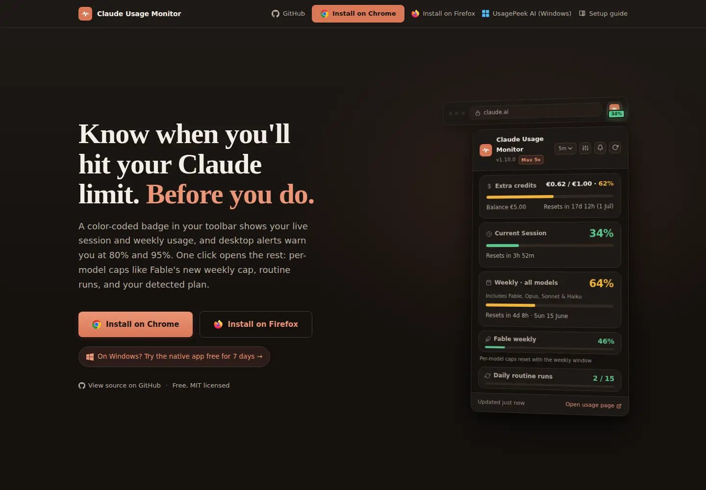 Captured homepage of claude-monitor.com in the current scan
