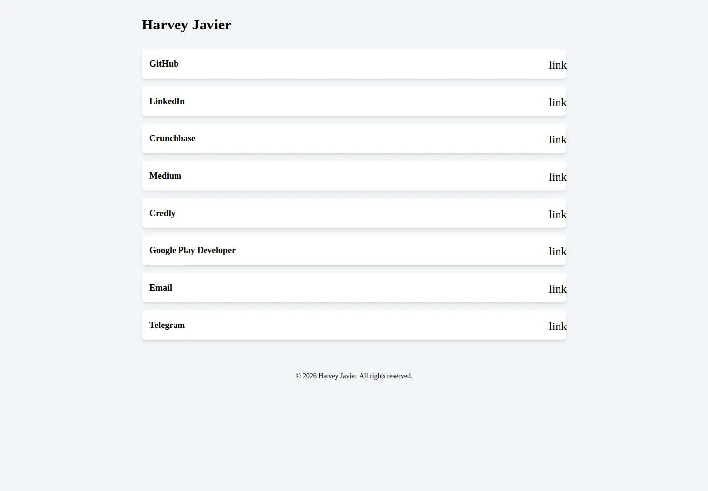Screenshot of harveyjavier.com