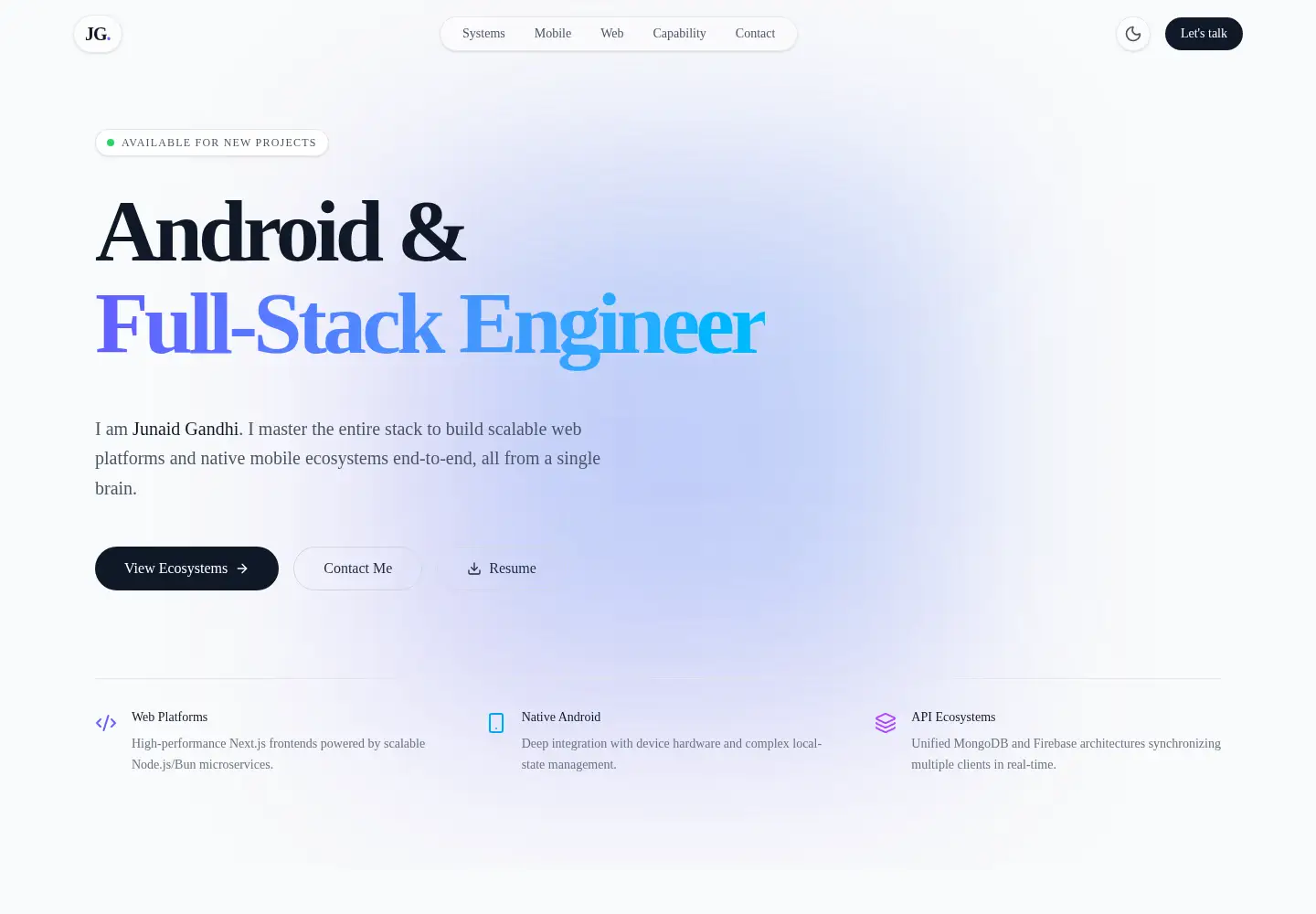 Screenshot of junaidgandhi.com