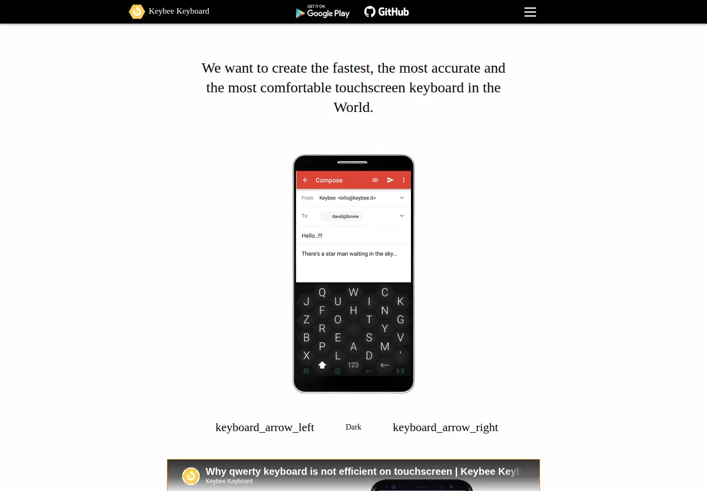 Captured homepage of keybeekeyboard.com in the current scan