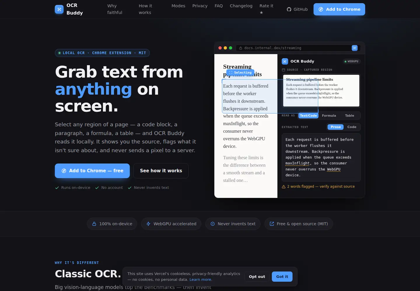 Captured homepage of ocr-buddy.com in the current scan