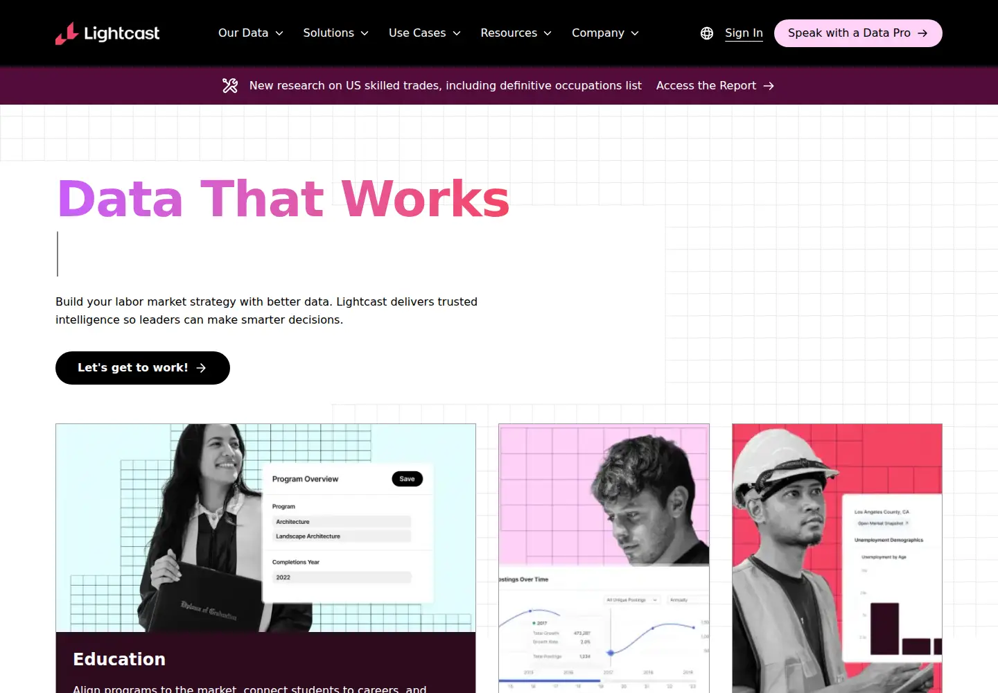Screenshot of lightcast.io