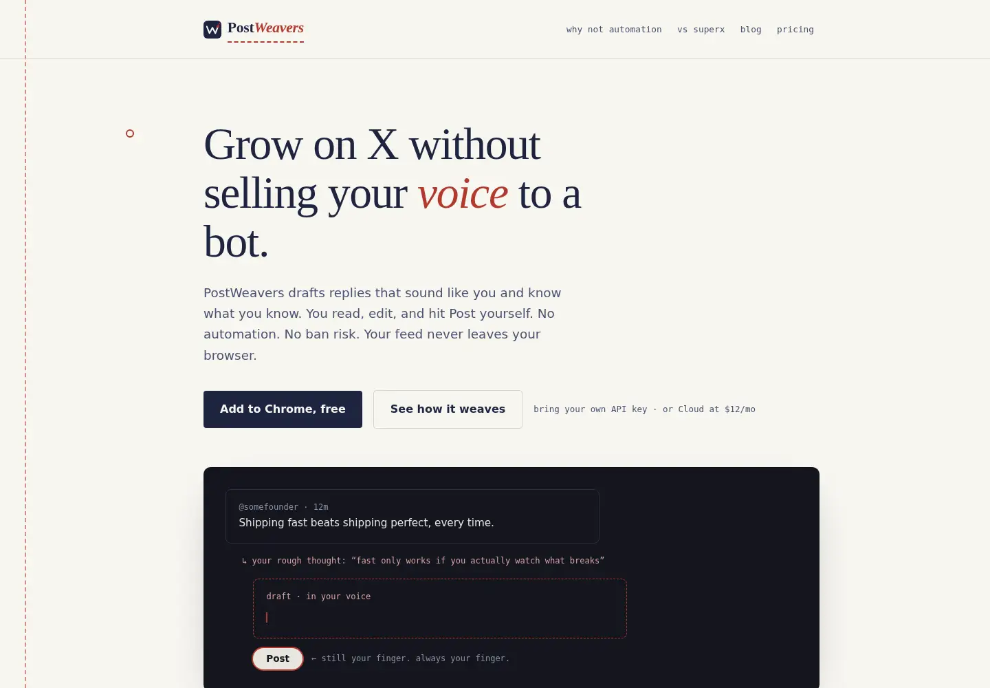Screenshot of postweavers.com