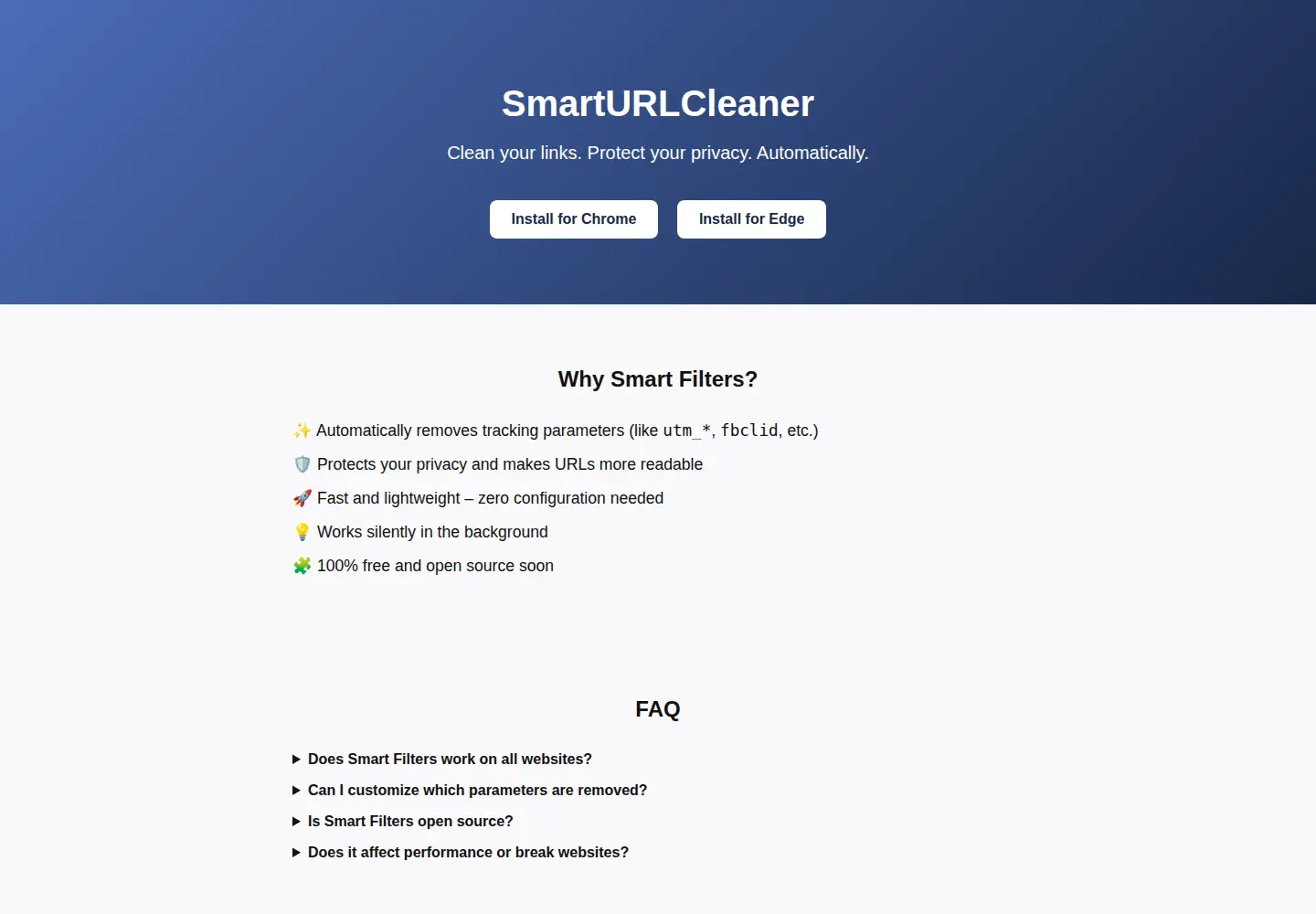 Screenshot of smarturlcleaner.com