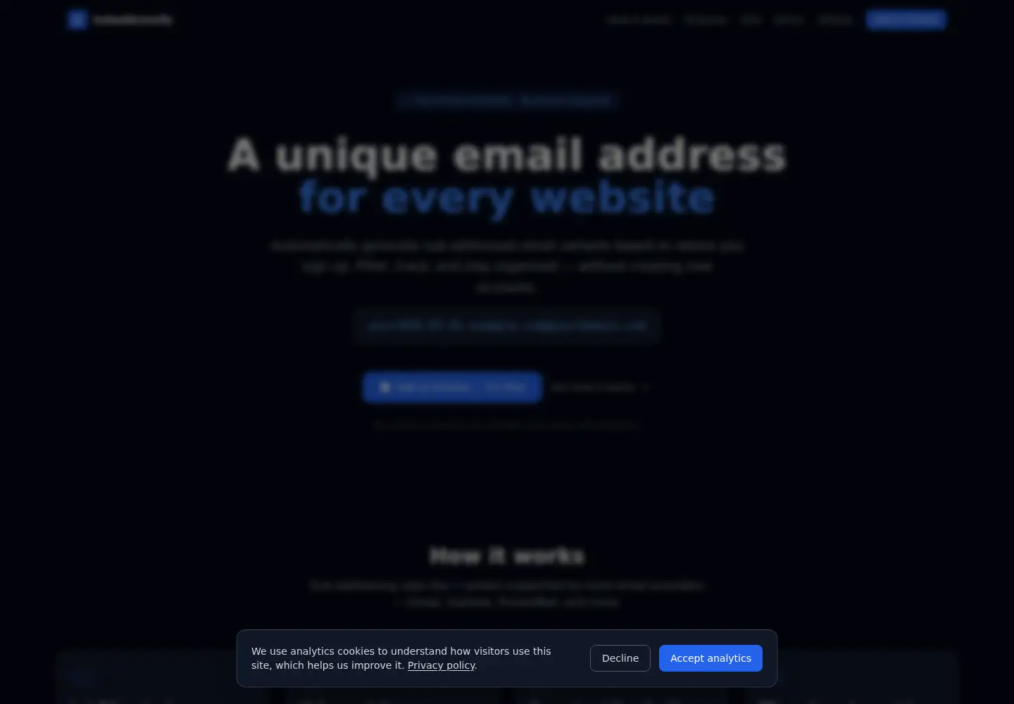 Captured homepage of subaddressify.com in the current scan