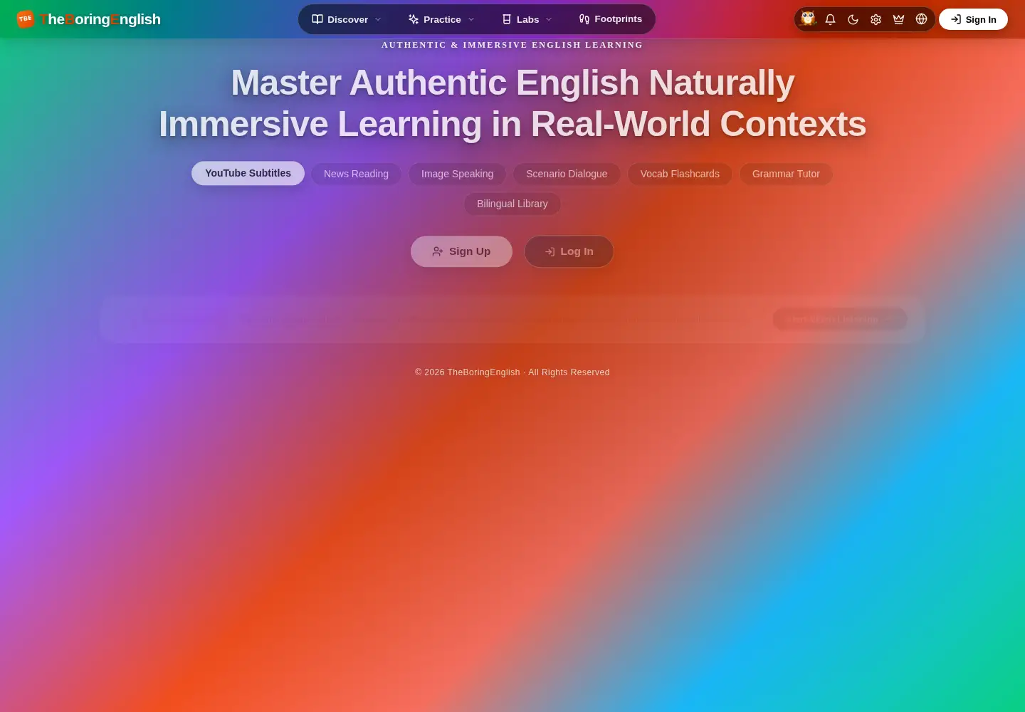 Screenshot of theboringenglish.com