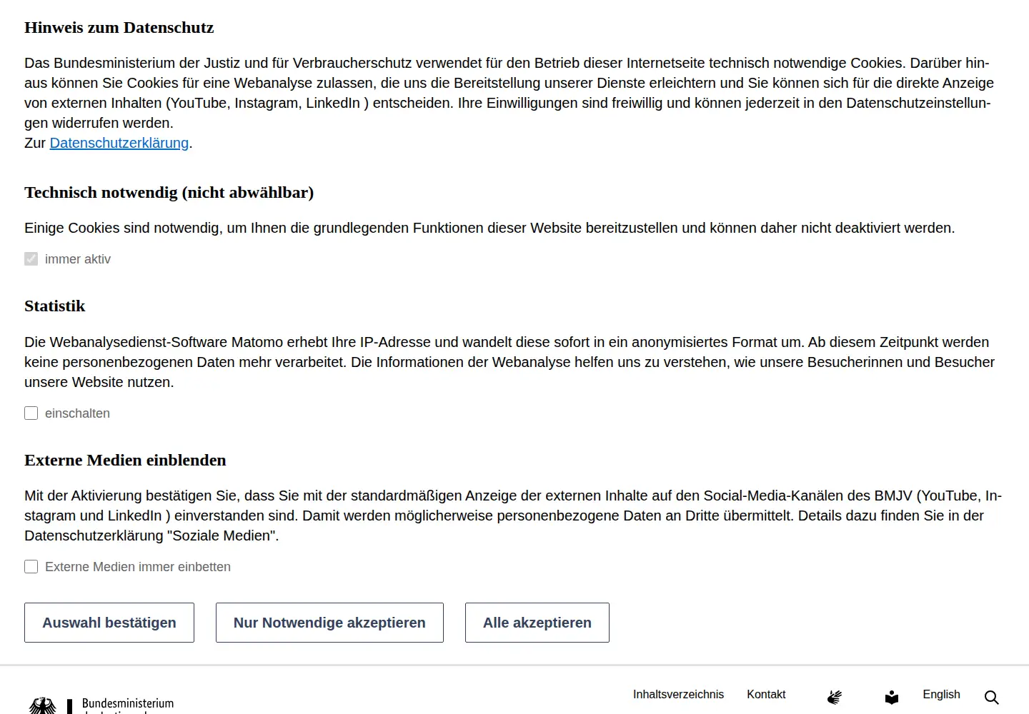 Screenshot of bmjv.de