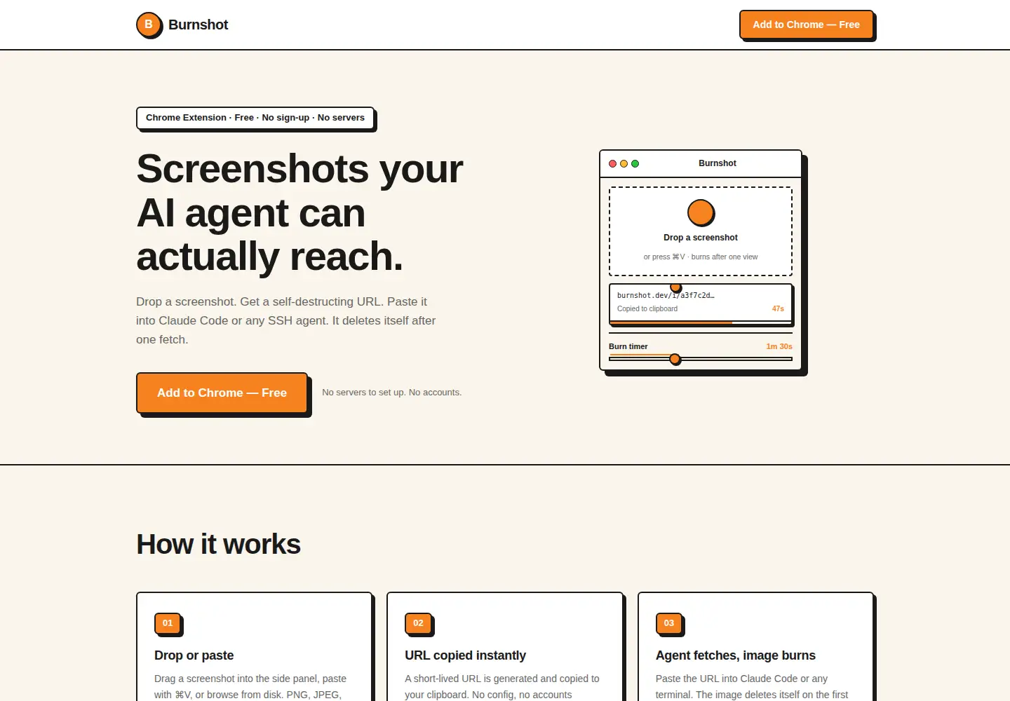 Captured homepage of burnshot.dev in the current scan