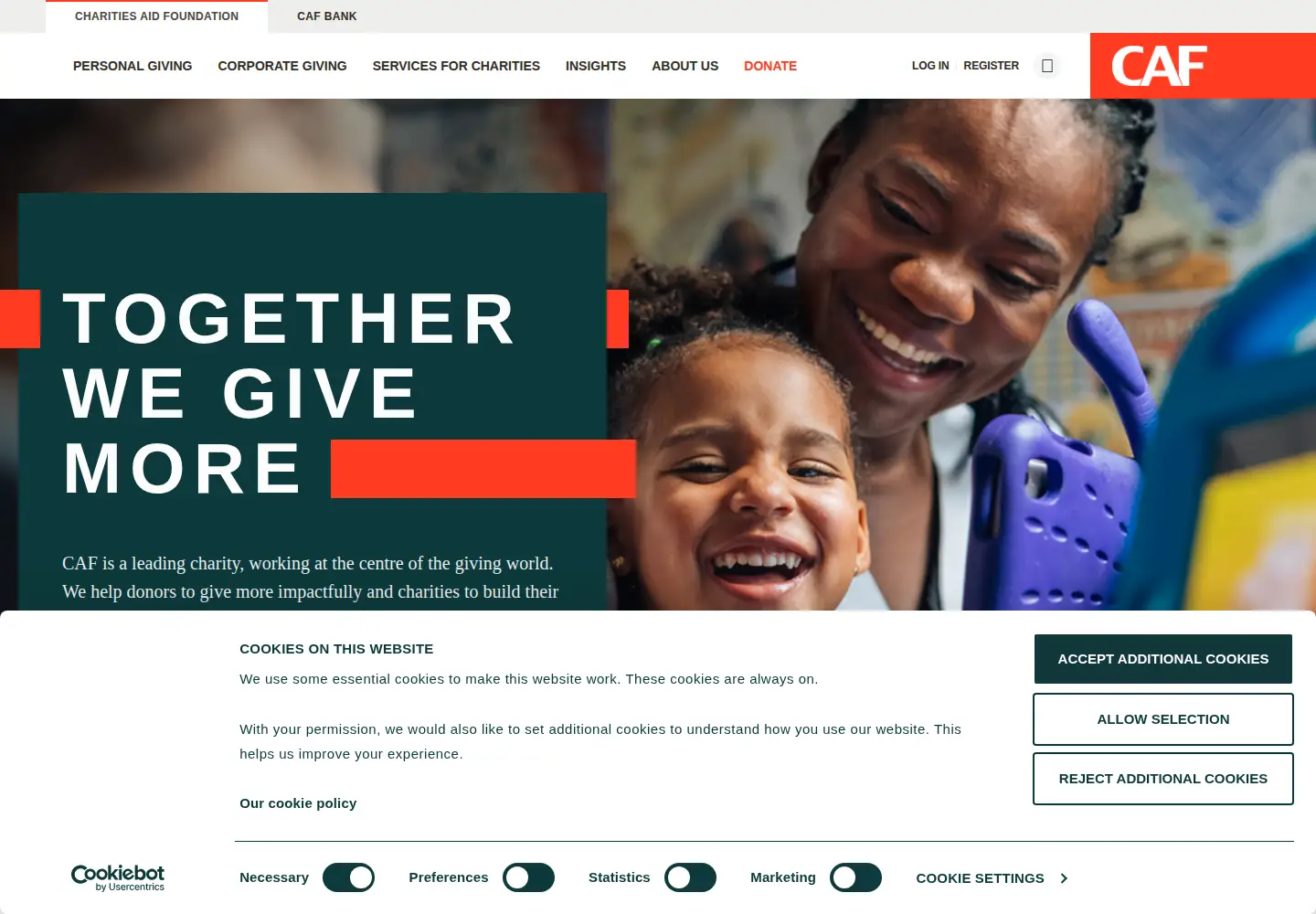 Screenshot of cafonline.org