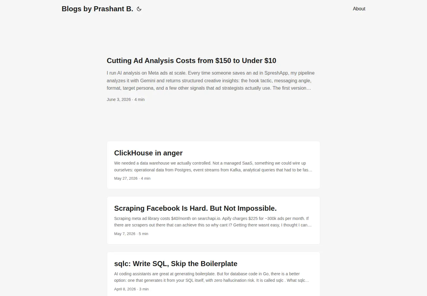 Screenshot of prashantb.dev
