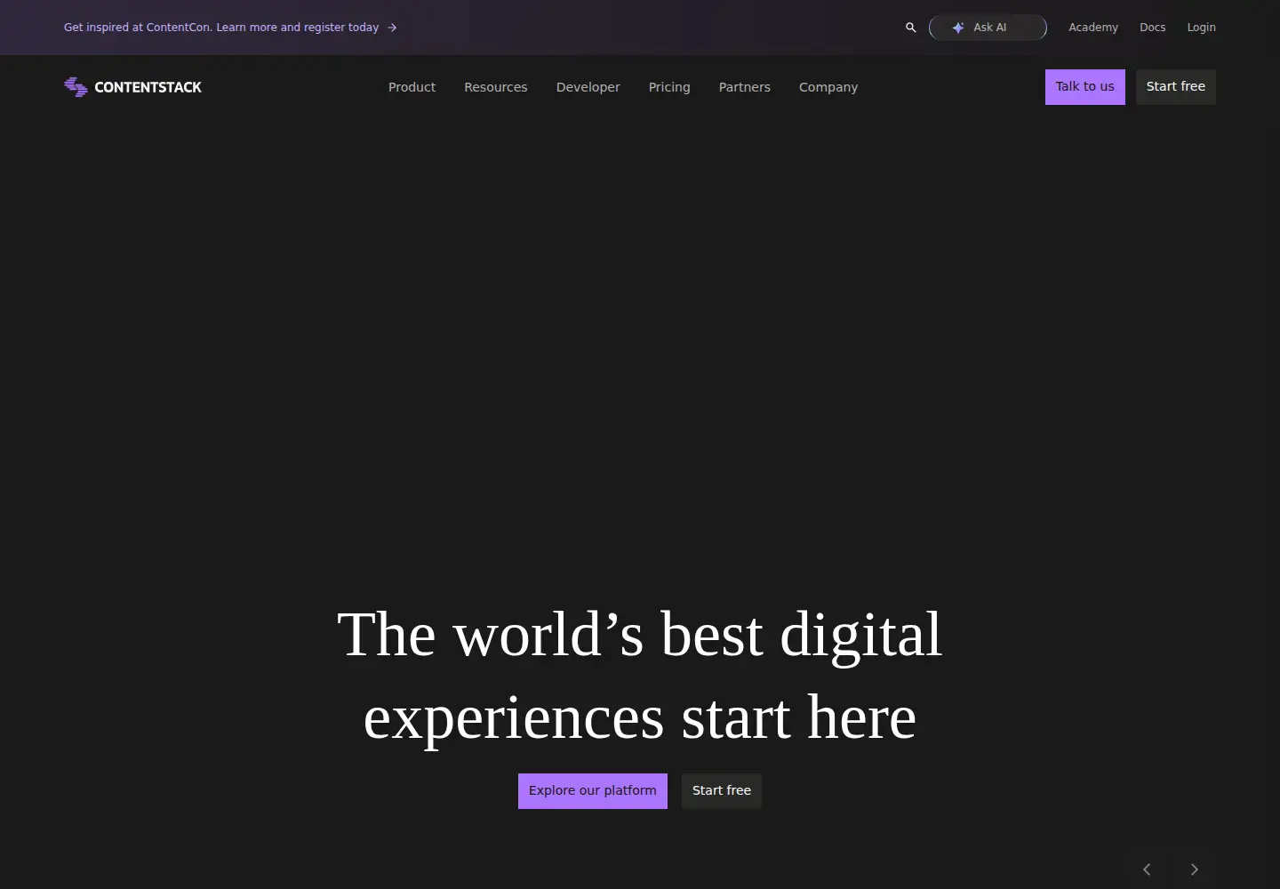 Screenshot of contentstack.com