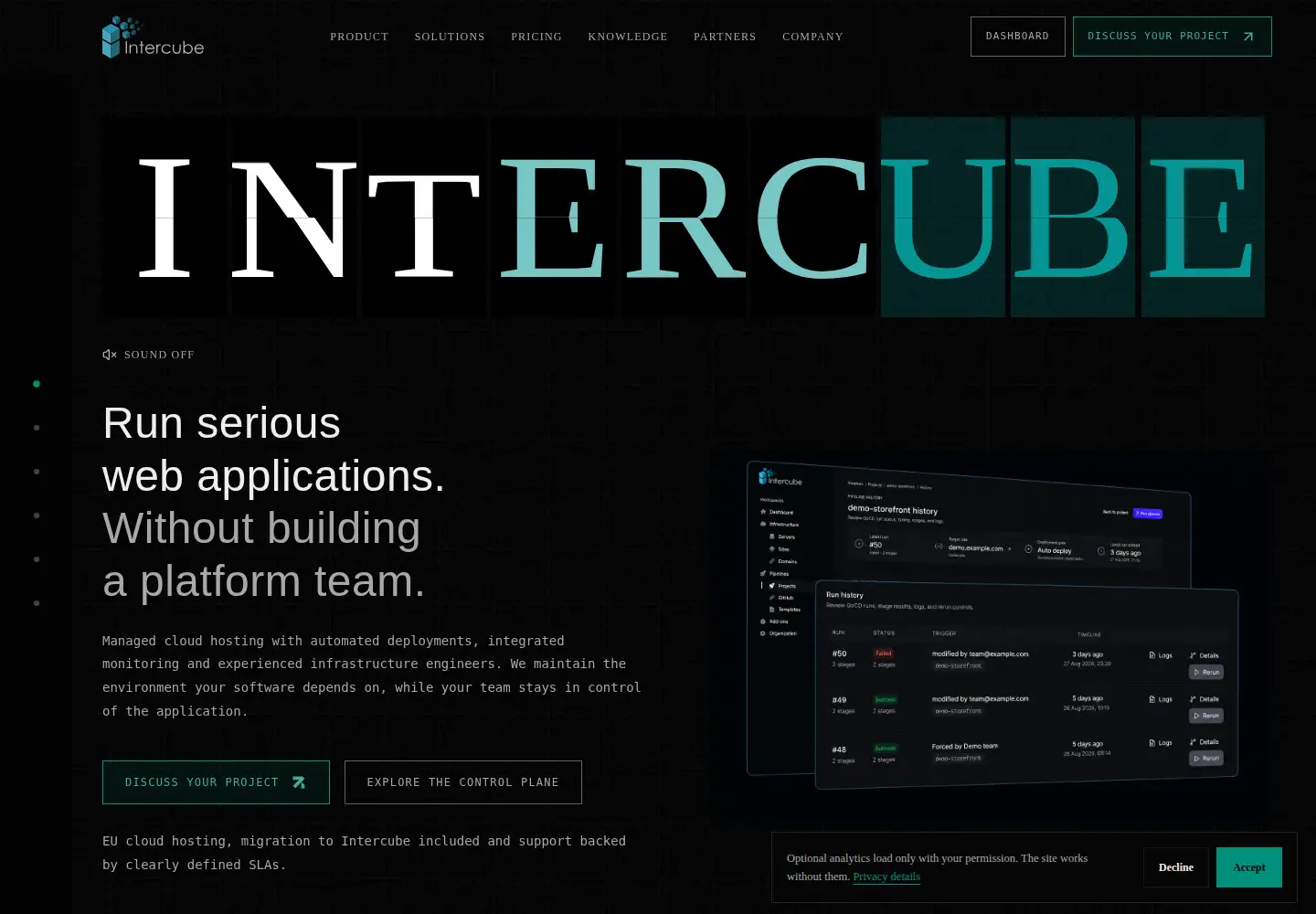 Screenshot of intercube.io
