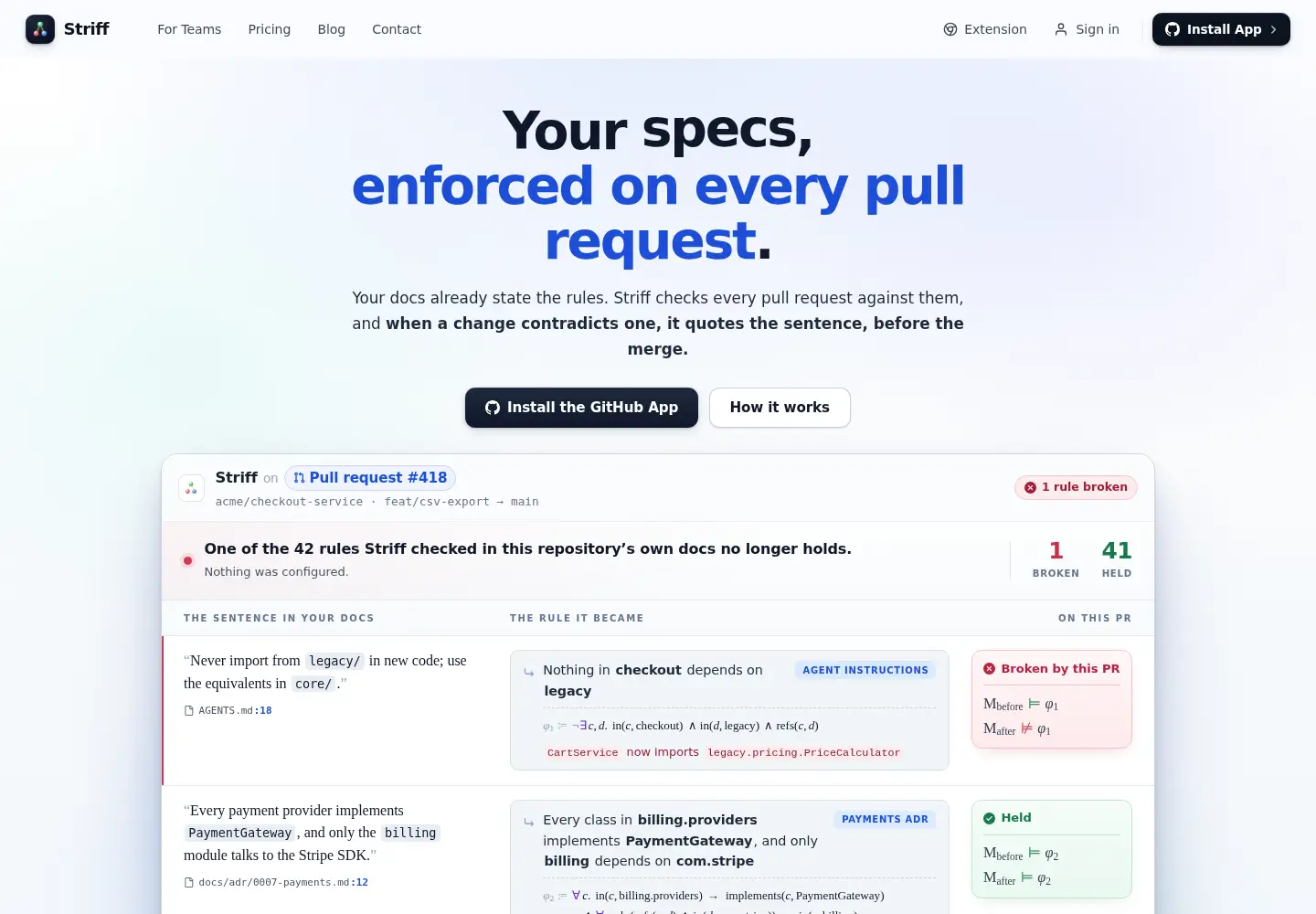 Captured homepage of striff.io in the current scan