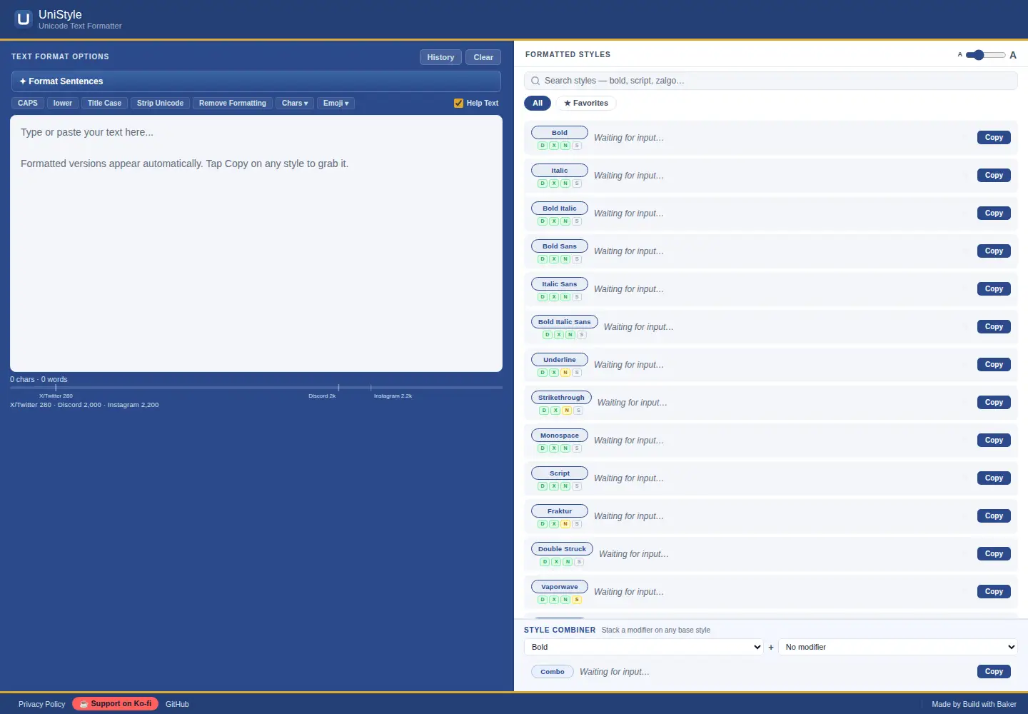 Screenshot of unistyle.io