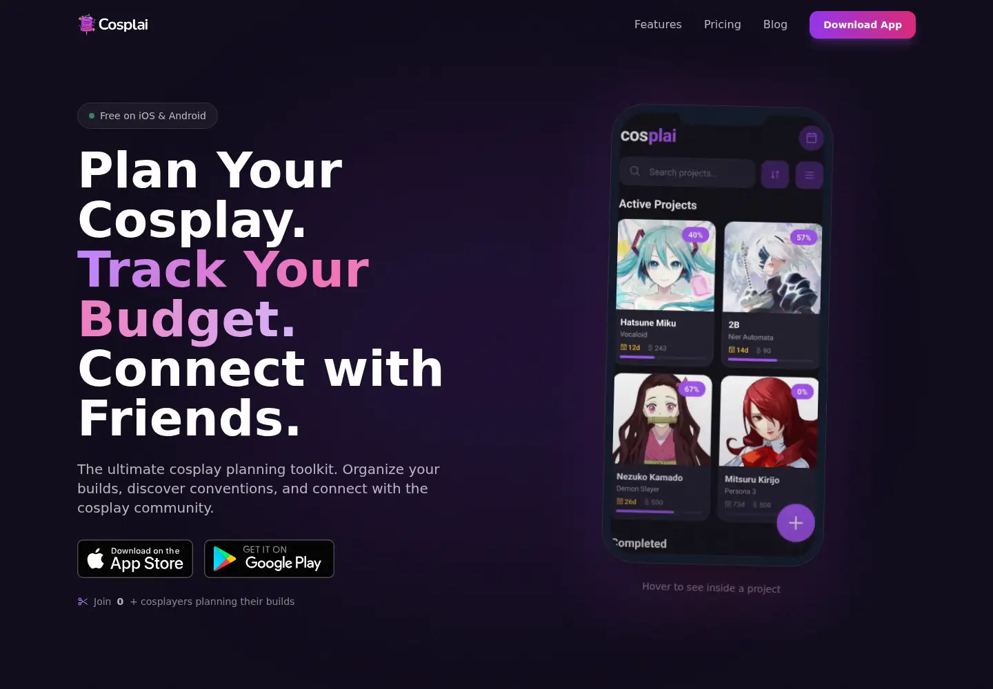 Captured homepage of cosplai.me in the current scan
