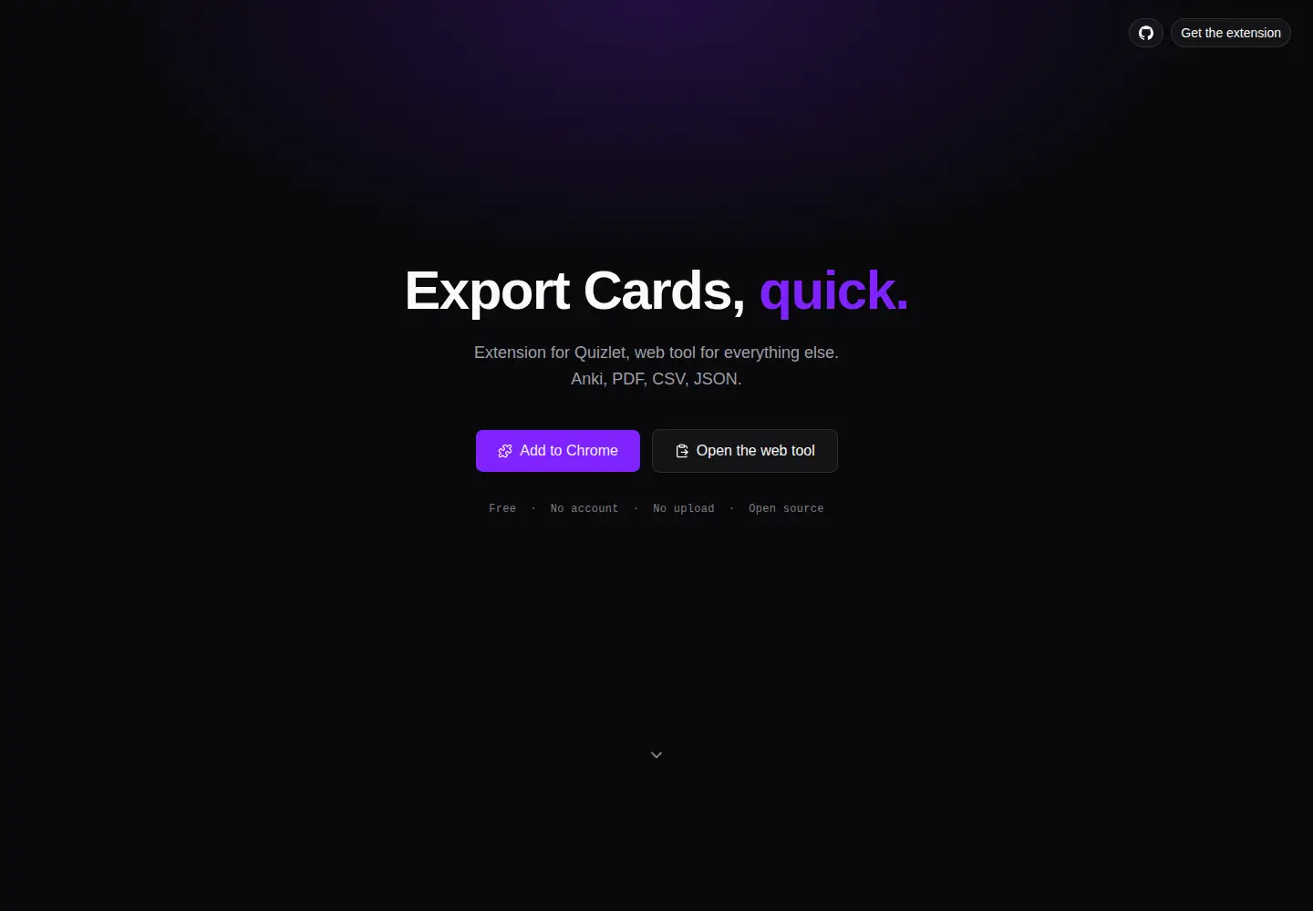 Screenshot of quickcards.org