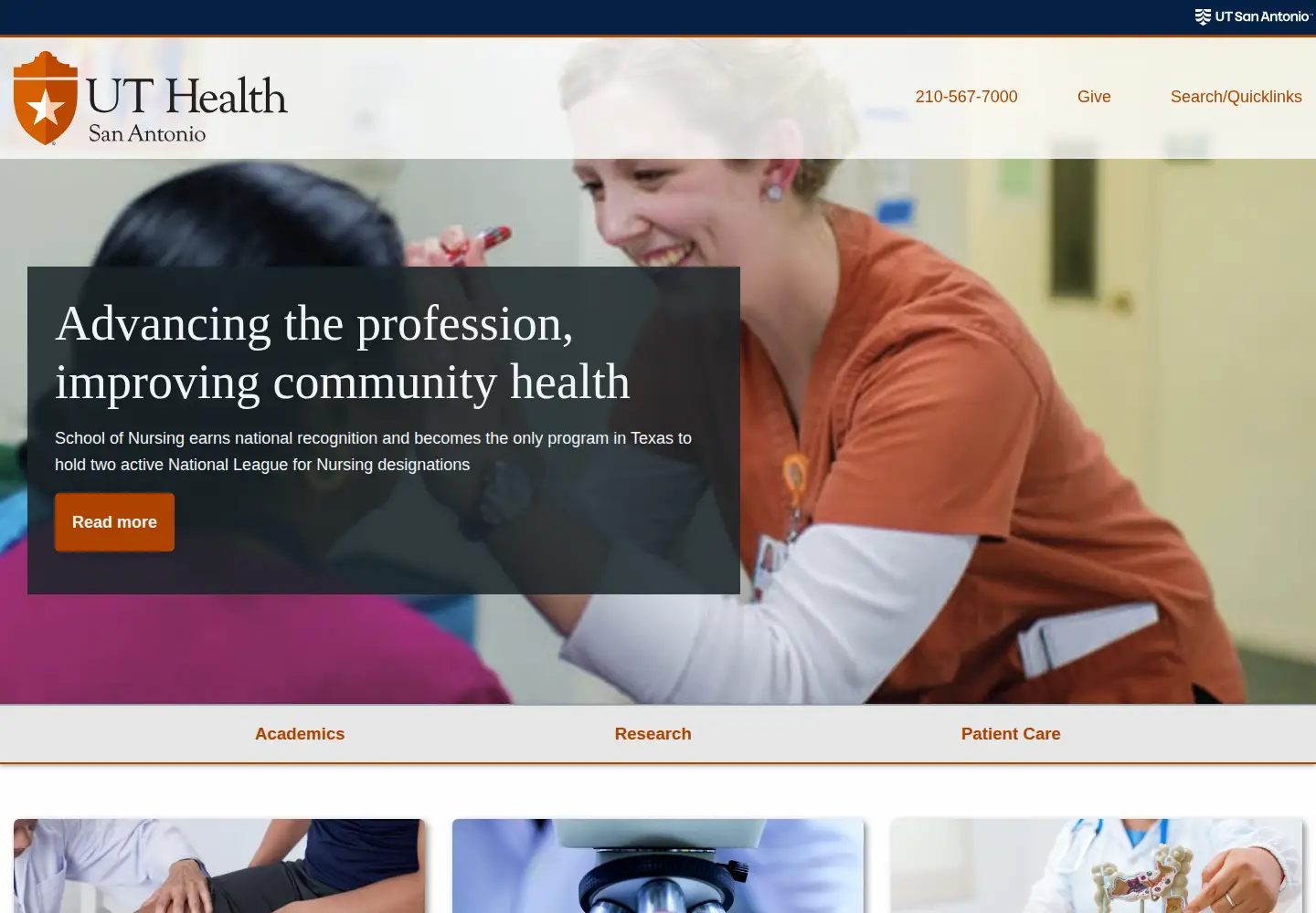 Screenshot of uthscsa.edu